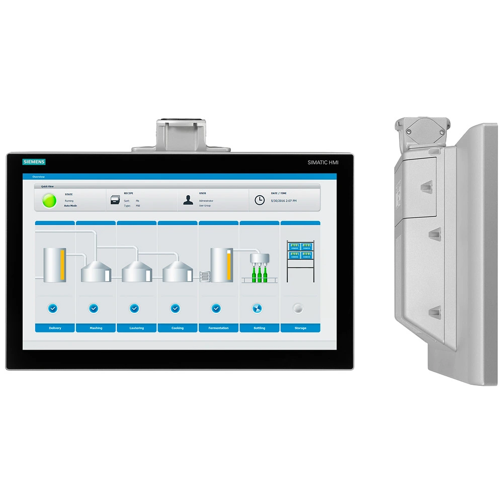 SIMATIC HMI TP2200 Comfort Pro, for support arm (not expandable, flange on top), Comfort Panel, touch operation, 22" widescreen TFT display, 16 million colors, PROFINET interface, MPI/PROFIBUS DP interface, 24 MB configuration memory, WEC 2013, configurable from WinCC Comfort V14 SP1 with HSP (6AV2124-0XC24-0AX0)